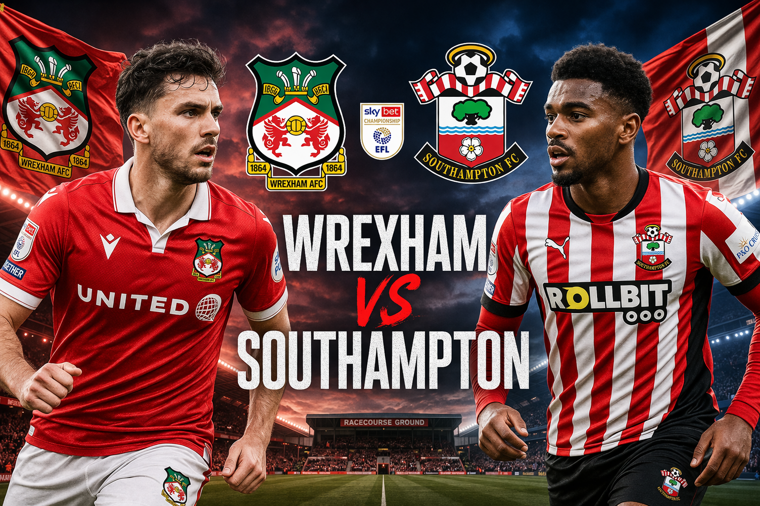 Wrexham vs Southamptom Championship