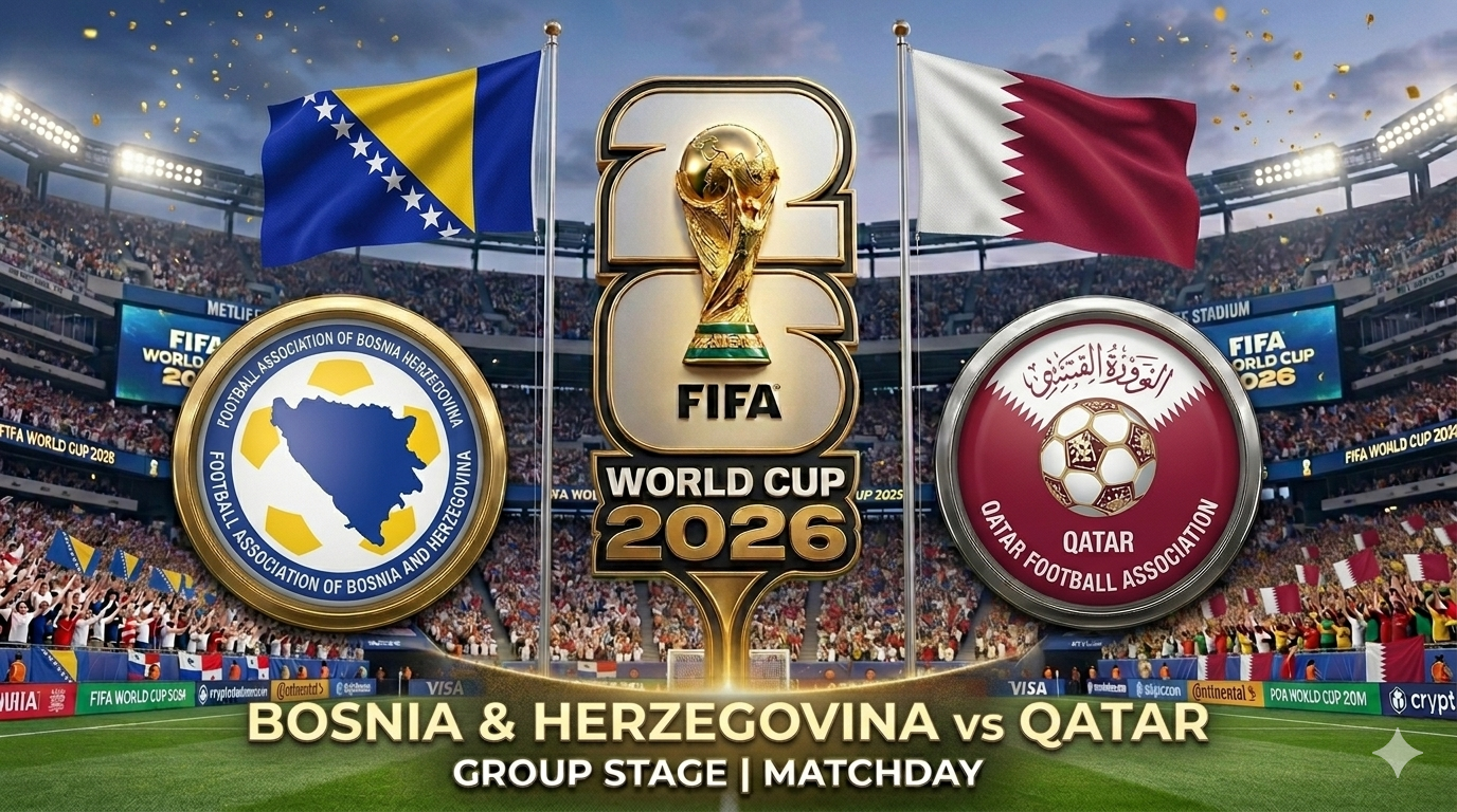 Bosnia and Herzegovina vs Qatar FIFA World Cup 2026 Group B match preview featuring Edin Dzeko and Akram Afif
