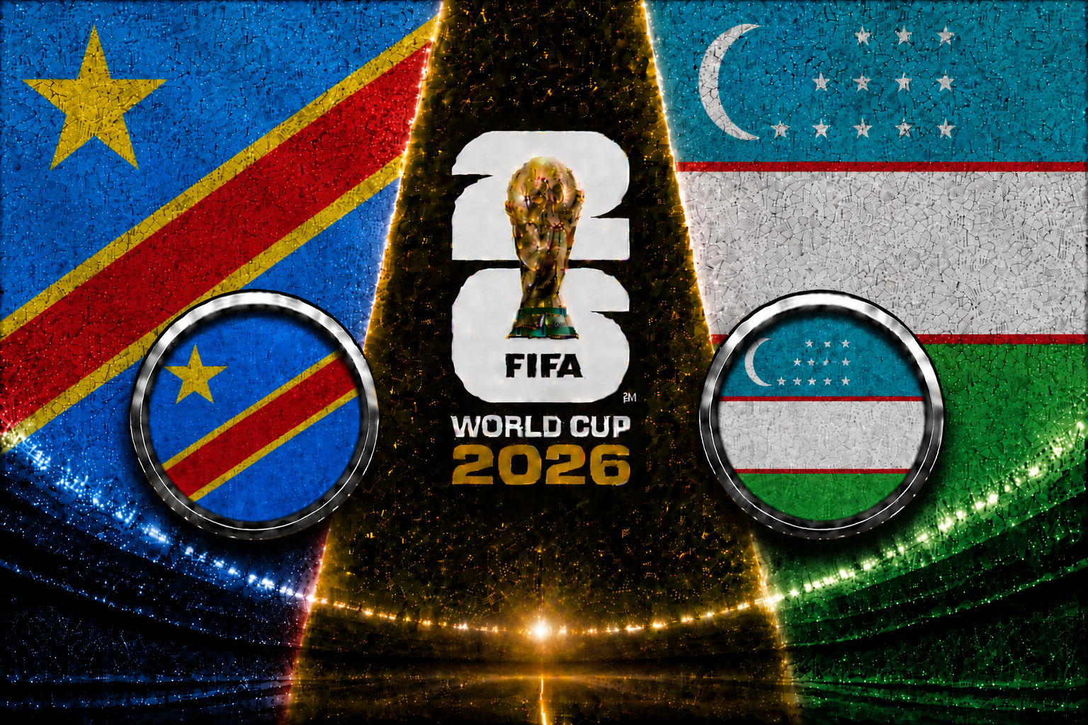 DR Congo vs Uzbekistan FIFA World Cup 2026 Group K match featuring Yoane Wissa and Eldor Shomurodov
