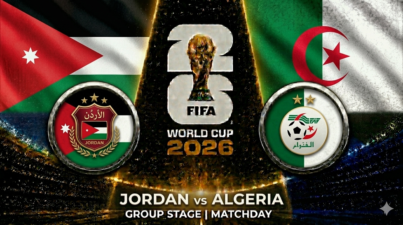 Jordan vs Algeria FIFA World Cup 2026 Group J match preview featuring Riyad Mahrez and Musa Al-Taamari