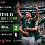 Mexico players celebrating during their 2-0 FIFA World Cup 2026 victory over South Africa at Estadio Azteca