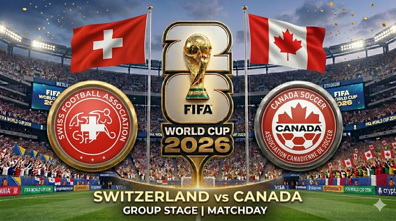 Switzerland vs Canada FIFA World Cup 2026 Group B match preview featuring Jonathan David and Granit Xhaka