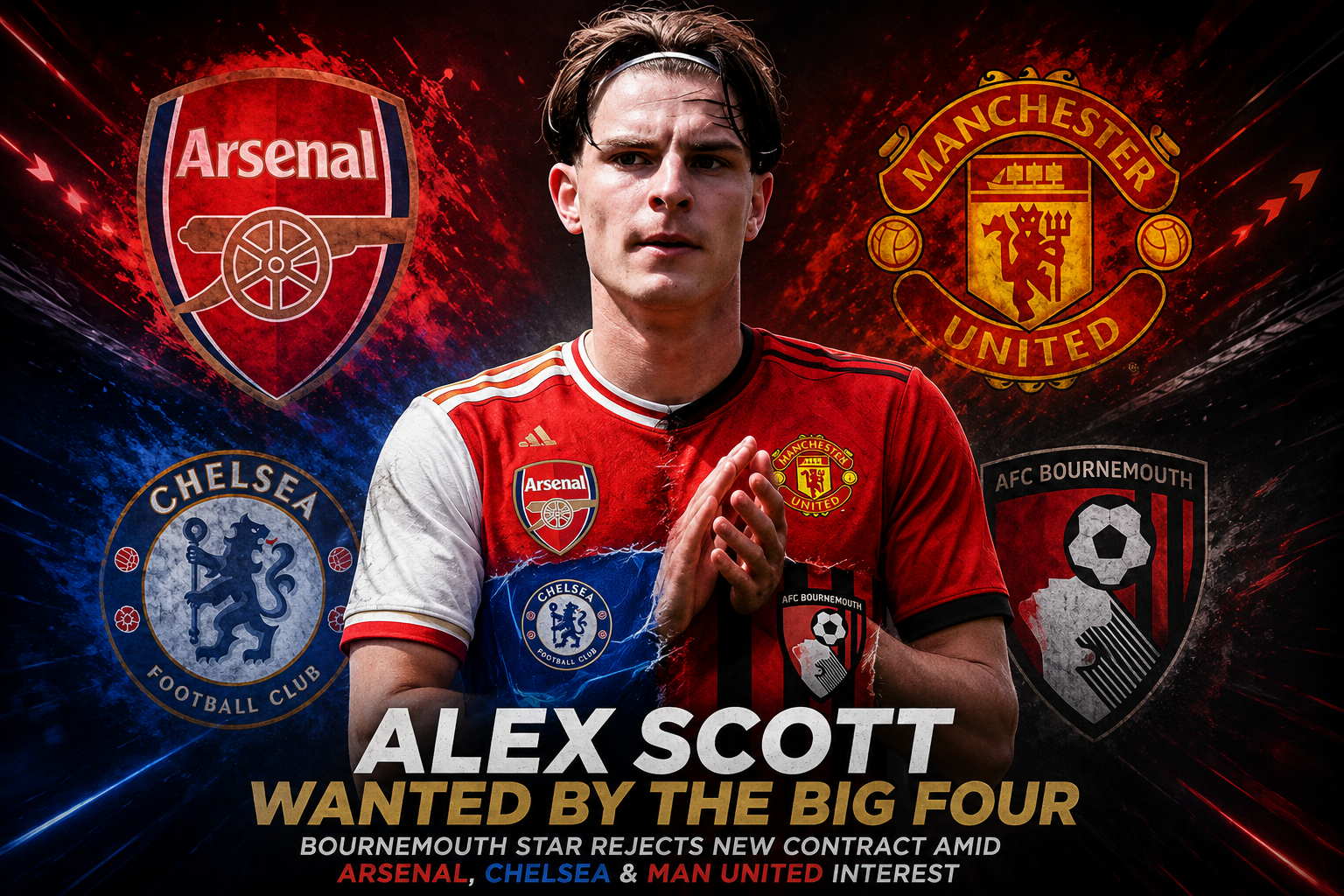 Bournemouth midfielder Alex Scott linked with Arsenal, Chelsea and Manchester United during the summer transfer window.