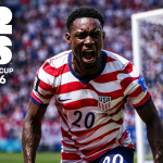Folarin Balogun celebrating for the USA after FIFA suspended his World Cup ban ahead of the Belgium match